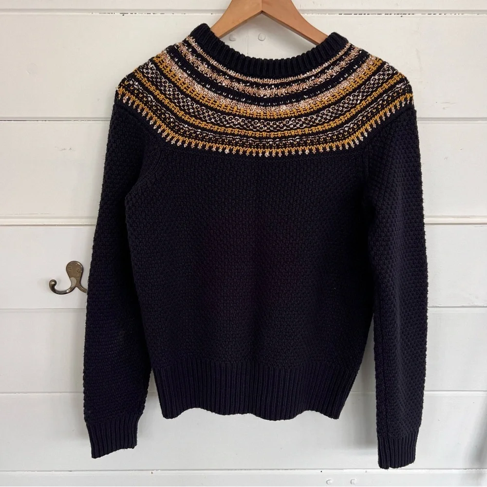 The Reeds x J. Crew Navy Cotton Blend Fair Isle Style Sweater. Size S. - Picture 2 of 6